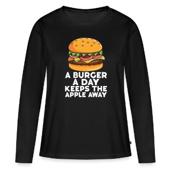 Hamburger - T-shirt manches longues Premium bio Femme - noir - Devant - Julia (174cm)
