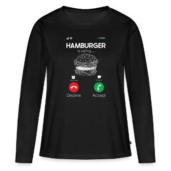 Hamburger - T-shirt manches longues Premium bio Femme - noir - Devant - Julia (174cm)