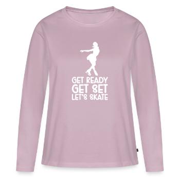Eis Skating -Skater Eisschild Skate Girl - Frauen Premium Bio Langarmshirt - Altrosa - Vorne - Julia (174cm)
