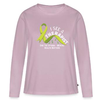 Que Green mette fin à la stigmatisation Sensibilisation à la santé mentale - T-shirt manches longues Premium bio Femme - rose poudré - Devant - Julia (174cm)