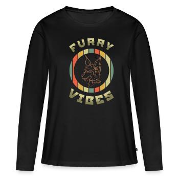 Stolzer pelziger Schwanz Ohr pelzige Vibes Retro Cosplay - Frauen Premium Bio Langarmshirt - Schwarz - Vorne - Julia (174cm)