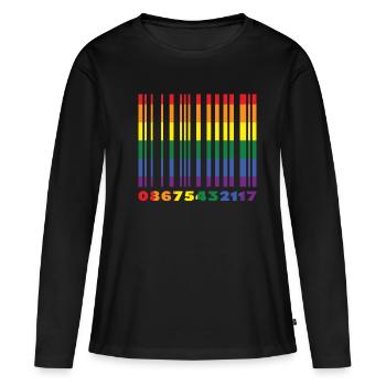 Bar Code Gay LGBTQ Rainbow LGBT Pride Month - Women's Premium Organic Long Sleeve Shirt - black - Front - Julia (174cm)