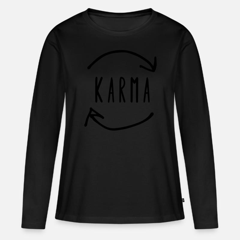 Karma - Frauen Premium Bio Langarmshirt - Schwarz
