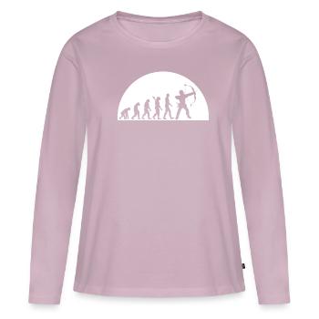 Liebe Outdoor-Jagd Bogenschütze Evolution des Bogenschießens - Frauen Premium Bio Langarmshirt - Altrosa - Vorne - Julia (174cm)