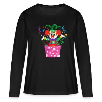 Karneval Clown Narr Zirkus Niedlich - Frauen Premium Bio Langarmshirt - Schwarz - Vorne - Julia (174cm)