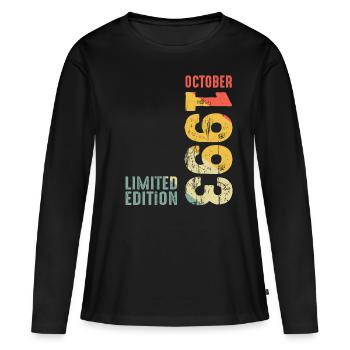 Since October 1993 Year 1993 Retro Vintage 1993 - Frauen Premium Bio Langarmshirt - Schwarz - Vorne - Julia (174cm)