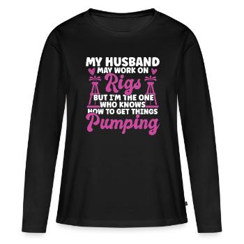Travailleur pétrolier Rig Roughneck Oilfield Woman - T-shirt manches longues Premium bio Femme - noir - Devant - Julia (174cm)