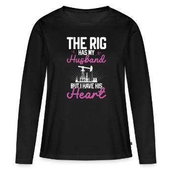Travailleur pétrolier Rig Roughneck Oilfield Woman - T-shirt manches longues Premium bio Femme - noir - Devant - Julia (174cm)