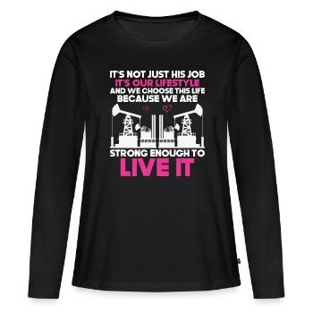 Travailleur pétrolier Rig Roughneck Oilfield Woman - T-shirt manches longues Premium bio Femme - noir - Devant - Julia (174cm)