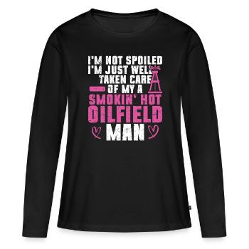 Travailleur pétrolier Rig Roughneck Oilfield Woman - T-shirt manches longues Premium bio Femme - noir - Devant - Julia (174cm)