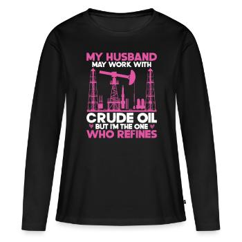 Travailleur pétrolier Rig Roughneck Oilfield Woman - T-shirt manches longues Premium bio Femme - noir - Devant - Julia (174cm)