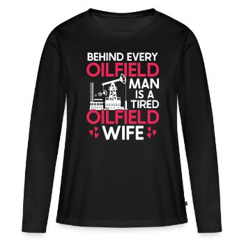 Travailleur pétrolier Rig Roughneck Oilfield Woman - T-shirt manches longues Premium bio Femme - noir - Devant - Julia (174cm)