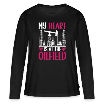 Travailleur pétrolier Rig Roughneck Oilfield Woman - T-shirt manches longues Premium bio Femme - noir - Devant - Julia (174cm)