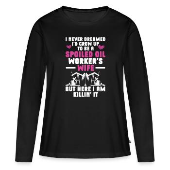 Travailleur pétrolier Rig Roughneck Oilfield Woman - T-shirt manches longues Premium bio Femme - noir - Devant - Julia (174cm)