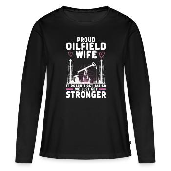 Travailleur pétrolier Rig Roughneck Oilfield Woman - T-shirt manches longues Premium bio Femme - noir - Devant - Julia (174cm)