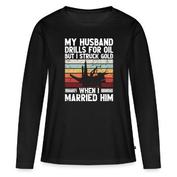 Travailleur pétrolier Rig Roughneck Oilfield Woman - T-shirt manches longues Premium bio Femme - noir - Devant - Julia (174cm)
