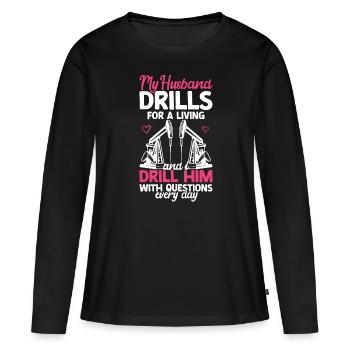 Travailleur pétrolier Rig Roughneck Oilfield Woman - T-shirt manches longues Premium bio Femme - noir - Devant - Julia (174cm)