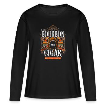 Bourbon Cigares Whisky Cigares Lounge Lovers - T-shirt manches longues Premium bio Femme - noir - Devant - Julia (174cm)