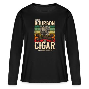 Bourbon Cigares Whisky Cigares Lounge Lovers - T-shirt manches longues Premium bio Femme - noir - Devant - Julia (174cm)