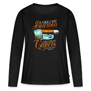 Bourbon Cigares Whisky Cigares Lounge Lovers - T-shirt manches longues Premium bio Femme - noir - Devant - Julia (174cm)