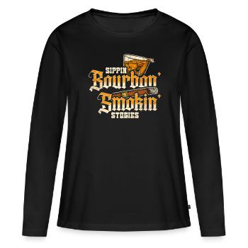 Bourbon Cigares Whisky Cigares Lounge Lovers - T-shirt manches longues Premium bio Femme - noir - Devant - Julia (174cm)