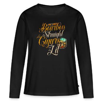 Bourbon Cigares Whisky Cigares Lounge Lovers - T-shirt manches longues Premium bio Femme - noir - Devant - Julia (174cm)