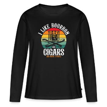 Bourbon Cigares Whisky Cigares Lounge Lovers - T-shirt manches longues Premium bio Femme - noir - Devant - Julia (174cm)