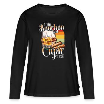 Bourbon Cigares Whisky Cigares Lounge Lovers - T-shirt manches longues Premium bio Femme - noir - Devant - Julia (174cm)