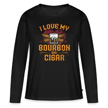 Bourbon Cigares Whisky Cigares Lounge Lovers - T-shirt manches longues Premium bio Femme - noir - Devant - Julia (174cm)