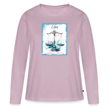 Zodiac Signs in Watercolor: Libra the Scales - Women's Premium Organic Long Sleeve Shirt - dusky pink - Front - Julia (174cm)