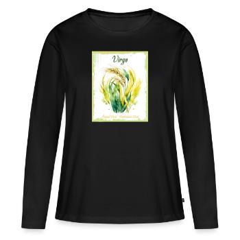 Signes du zodiaque à l’aquarelle : Vierge la moissonneur - T-shirt manches longues Premium bio Femme - noir - Devant - Julia (174cm)