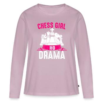 Pièces De Joueur D’échecs Chess Lover Fille - T-shirt manches longues Premium bio Femme - rose poudré - Devant - Julia (174cm)