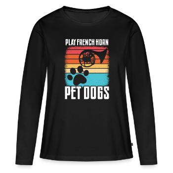 Französischer Hornhund -Spieler Hornist Messing - Frauen Premium Bio Langarmshirt - Schwarz - Vorne - Julia (174cm)