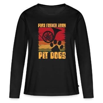 Französischer Hornhund -Spieler Hornist Messing - Frauen Premium Bio Langarmshirt - Schwarz - Vorne - Julia (174cm)