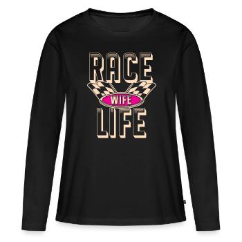 course femme course citations voiture pilote - T-shirt manches longues Premium bio Femme - noir - Devant - Julia (174cm)