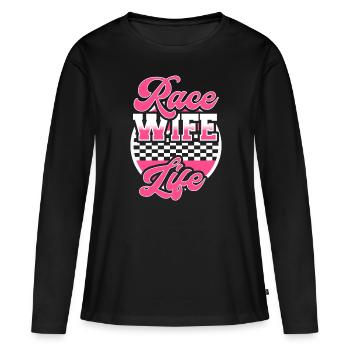 course femme course citations voiture pilote - T-shirt manches longues Premium bio Femme - noir - Devant - Julia (174cm)