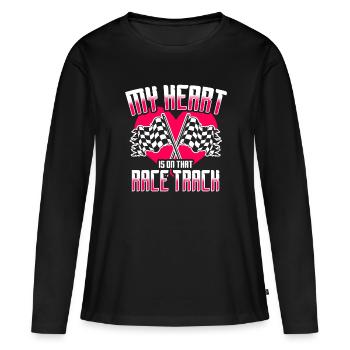 course femme course citations voiture pilote - T-shirt manches longues Premium bio Femme - noir - Devant - Julia (174cm)