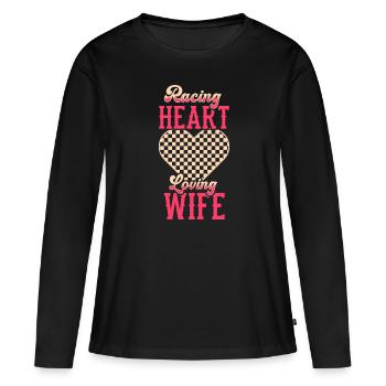 course femme course citations voiture pilote - T-shirt manches longues Premium bio Femme - noir - Devant - Julia (174cm)