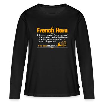 Französischer Horn -Spieler Hornist Messing Musik - Frauen Premium Bio Langarmshirt - Schwarz - Vorne - Julia (174cm)