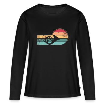 Französischer Horn -Spieler Hornist Messing Musik - Frauen Premium Bio Langarmshirt - Schwarz - Vorne - Julia (174cm)