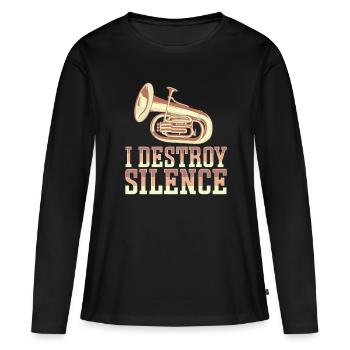 Französischer Horn -Spieler Hornist Messing Musik - Frauen Premium Bio Langarmshirt - Schwarz - Vorne - Julia (174cm)