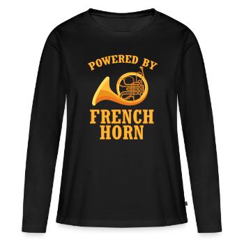 Französischer Horn -Spieler Hornist Messing Musik - Frauen Premium Bio Langarmshirt - Schwarz - Vorne - Julia (174cm)