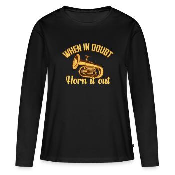 Französischer Horn -Spieler Hornist Messing Musik - Frauen Premium Bio Langarmshirt - Schwarz - Vorne - Julia (174cm)