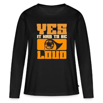 Französischer Horn -Spieler Hornist Messing Musik - Frauen Premium Bio Langarmshirt - Schwarz - Vorne - Julia (174cm)