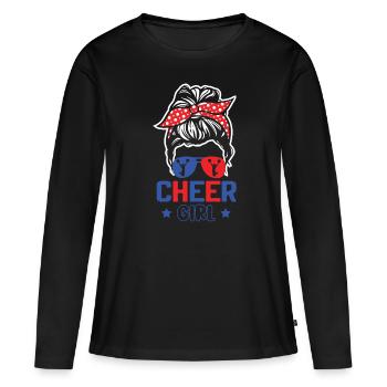 Cheerleadermädchen Cheerleading Jubel Jugend - Frauen Premium Bio Langarmshirt - Schwarz - Vorne - Julia (174cm)