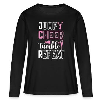 Cheerleadermädchen Cheerleading Jubel Jugend - Frauen Premium Bio Langarmshirt - Schwarz - Vorne - Julia (174cm)
