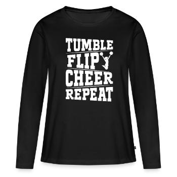 Cheerleadermädchen Cheerleading Jubel Jugend - Frauen Premium Bio Langarmshirt - Schwarz - Vorne - Julia (174cm)