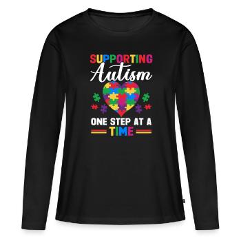 Soutien à la sensibilisation à l’autisme - T-shirt manches longues Premium bio Femme - noir - Devant - Julia (174cm)