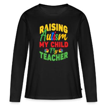 Soutien à la sensibilisation à l’autisme - T-shirt manches longues Premium bio Femme - noir - Devant - Julia (174cm)