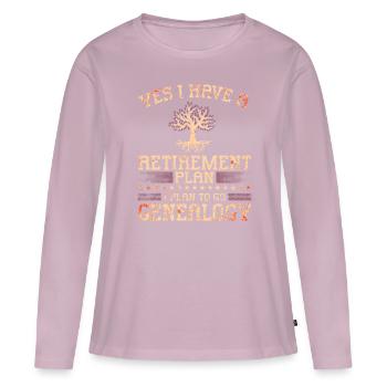 Généalogie Génétique Généalogiste Ancêtres - T-shirt manches longues Premium bio Femme - rose poudré - Devant - Julia (174cm)